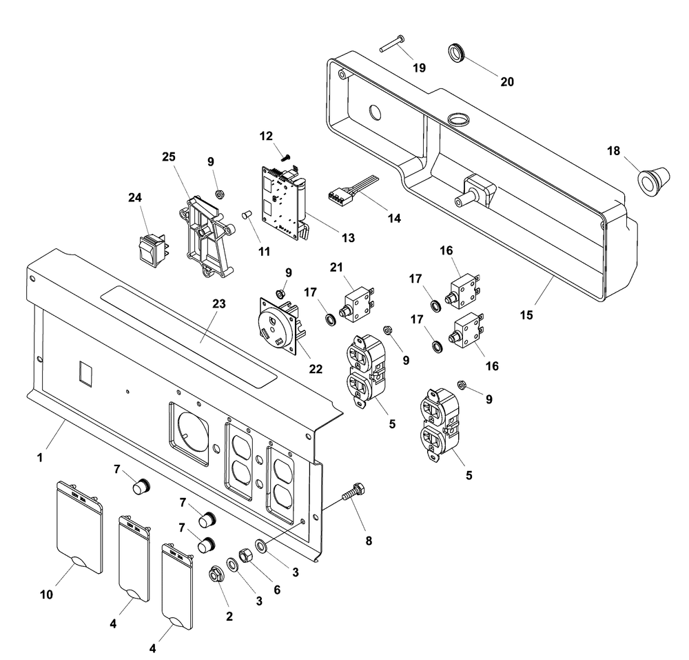 Control Panel Diagram and Parts List for 030751-02  Briggs and Stratton Generator